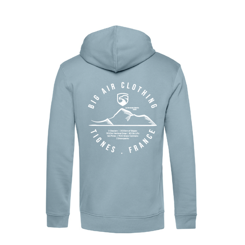 Tignes Ski Resort Hoodie - Blue Fog by Big Air Clothing