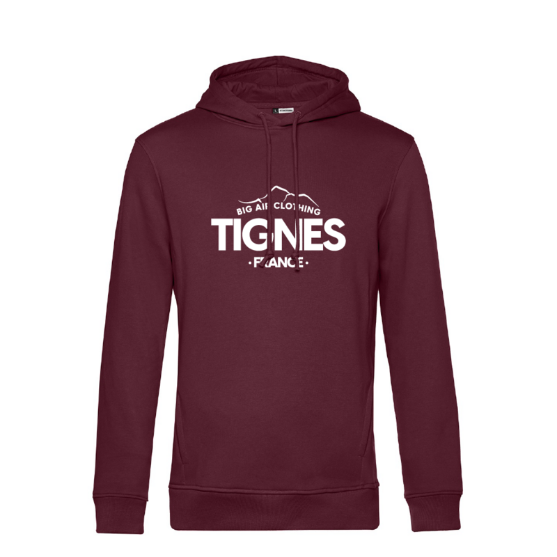 Tignes Ski Resort Hoodie - Burgundy by Big Air Clothing