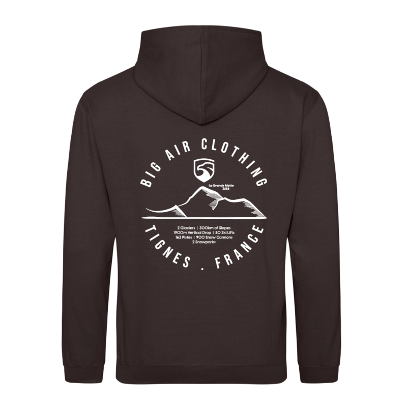 Tignes Ski Resort Hoodie - Chocolate