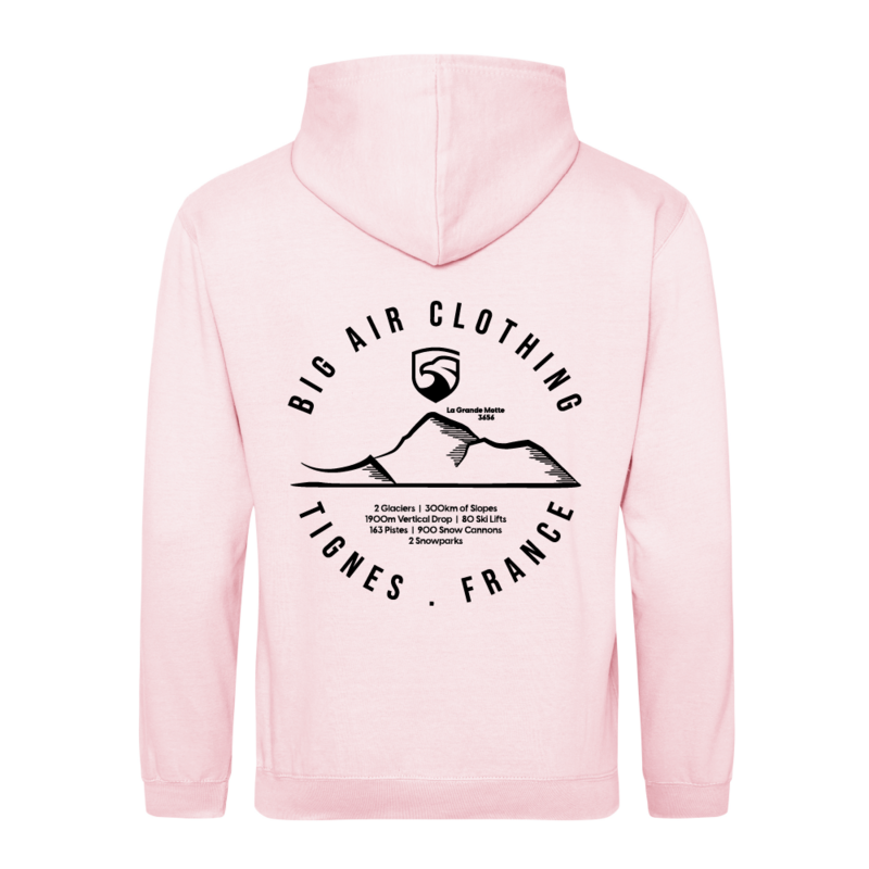 Tignes Ski Resort Hoodie - Baby Pink