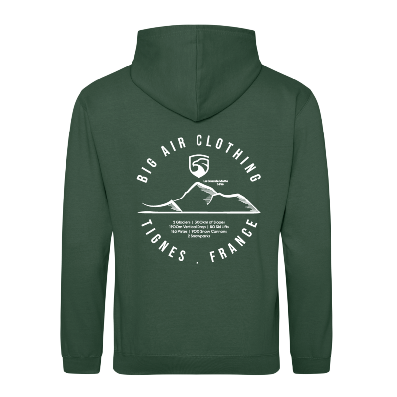 Tignes Ski Resort Hoodie - Bottle Green