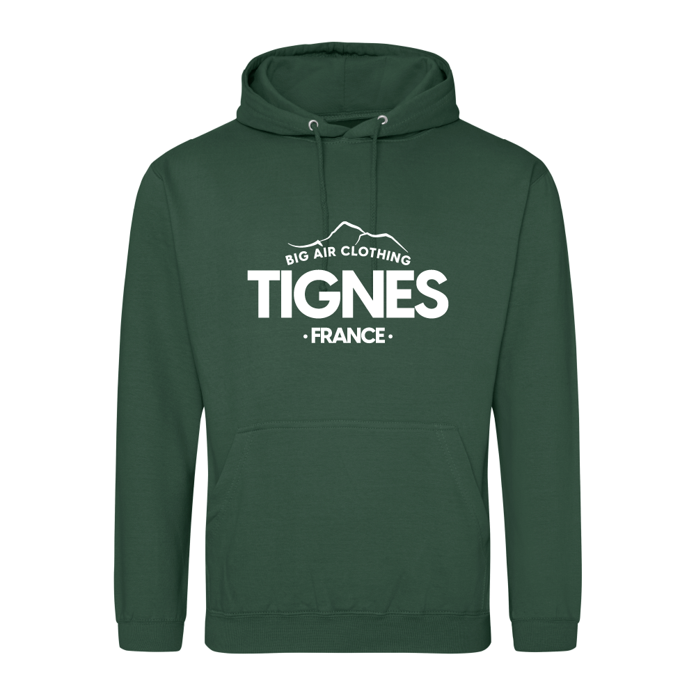 Tignes Ski Resort Hoodie - Bottle Green