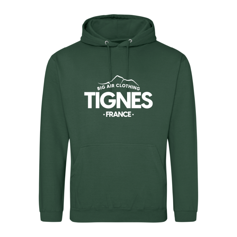 Tignes Ski Resort Hoodie - Bottle Green