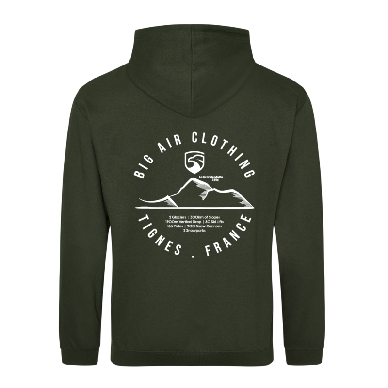 Tignes Ski Resort Hoodie - Combat Green