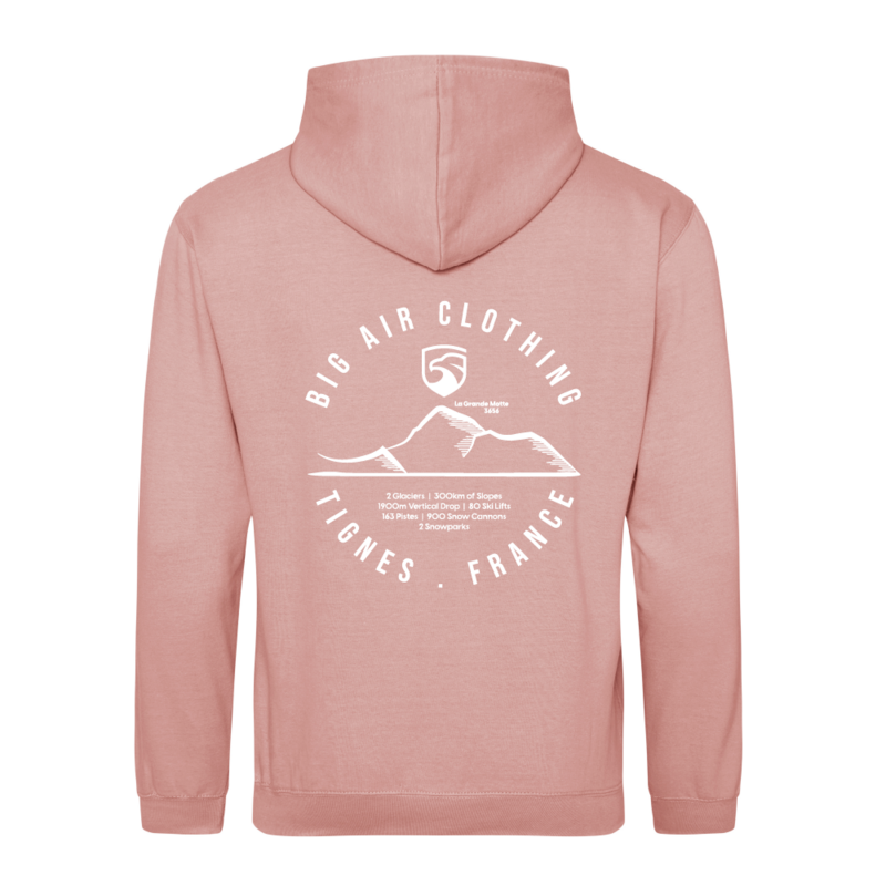 Tignes Ski Resort Hoodie - Dusty Pink