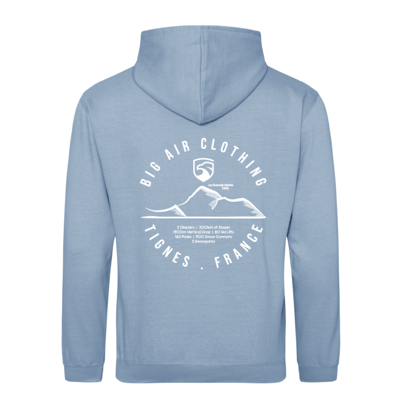 Tignes Ski Resort Hoodie - Dusty Blue