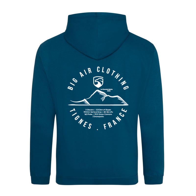 Tignes Ski Resort Hoodie - Deep Sea Blue