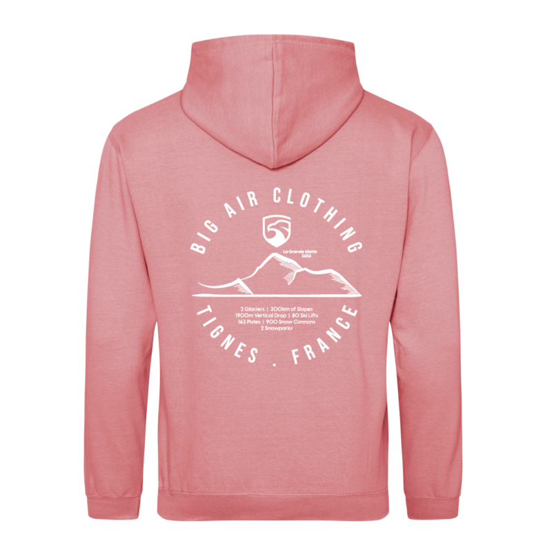 Tignes Ski Resort Hoodie - Dusty Rose