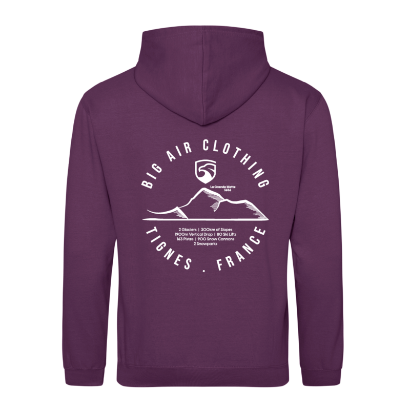 Tignes Ski Resort Hoodie - Plum