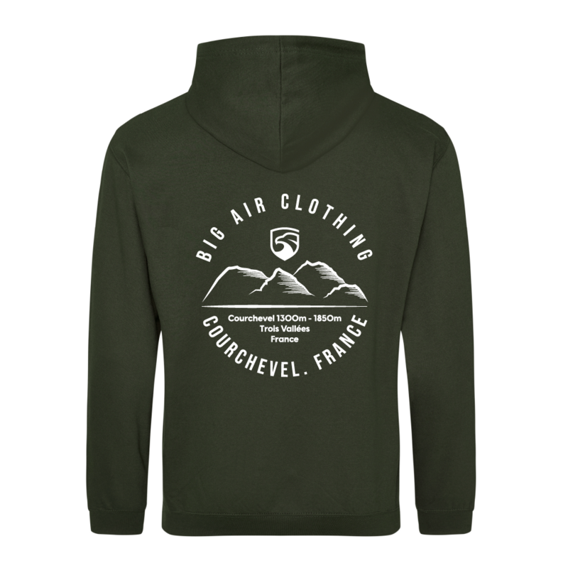 Courchevel Ski Resort Hoodie - Combat Green