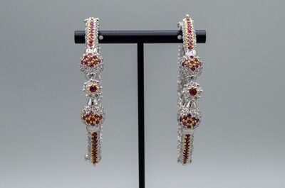 Silver Mogra Bracelet with African Ruby stones