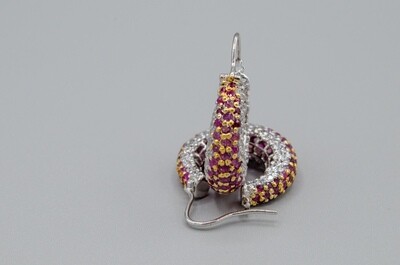 Rounded Silver Hoop with African Ruby