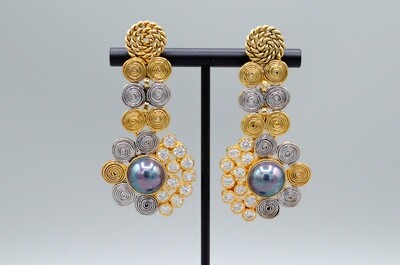 Indian Style Earrings with Black Pearl