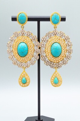 Golden Earrings with Berylline colored stone