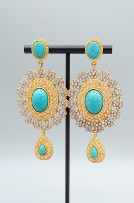 Golden Earrings with Berylline colored stone