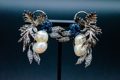 Seep Blue Antique Tops with Pearls