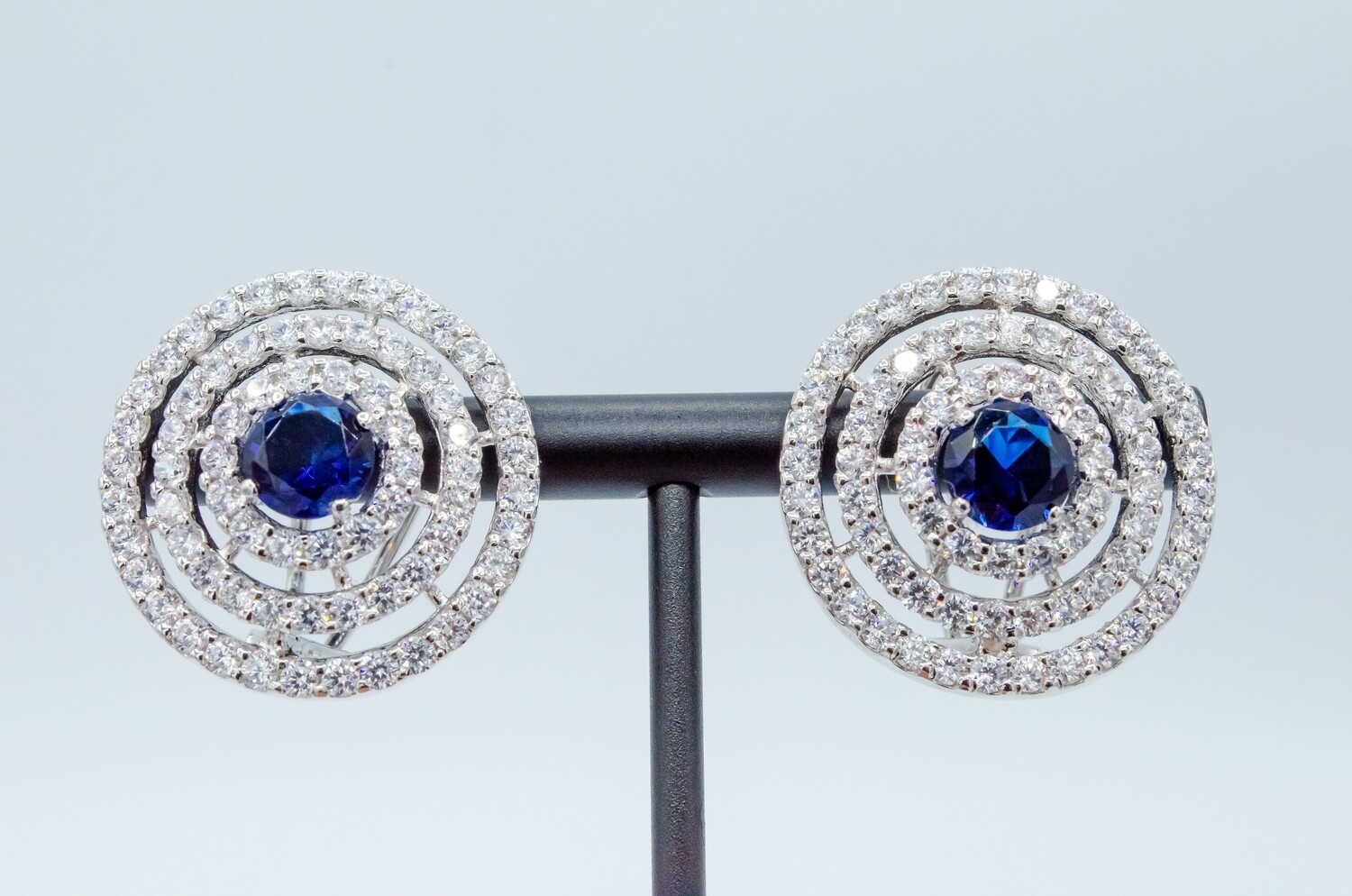 Indigo Swarovski Coin Sized Chandi Earrings