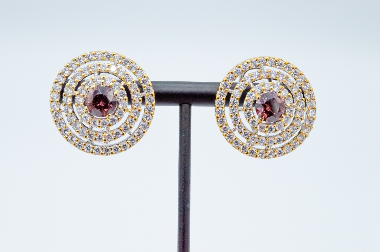 Red Swarovski Coin Sized Chandi Earrings