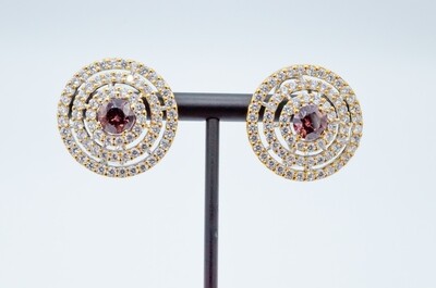 Red Swarovski Coin Sized Chandi Earrings