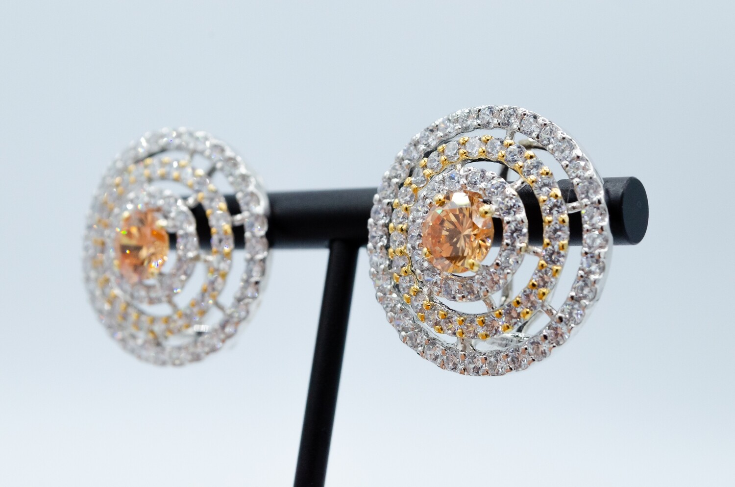 Champagne Swarovski Coin Sized Chandi Earrings