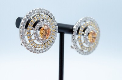 Champagne Swarovski Coin Sized Chandi Earrings