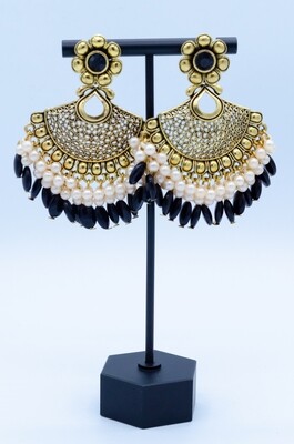Oxidized Black and White Earrings