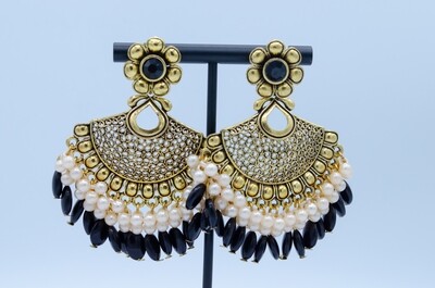 Oxidized Black and White Earrings