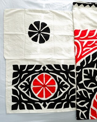 Red, Black and White Coverlet - Double