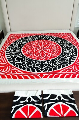 Red, Black and White Coverlet - Double