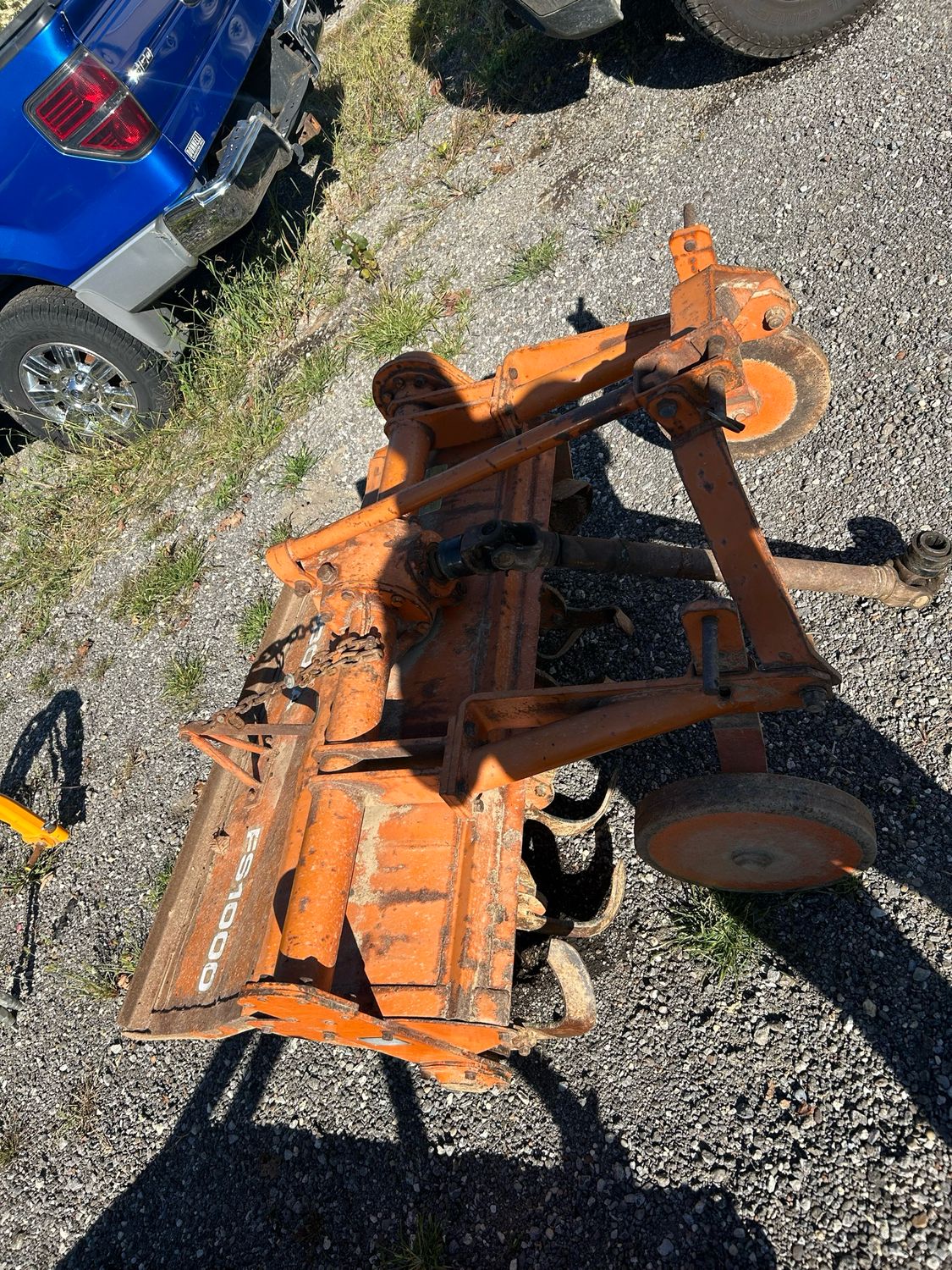 3PT Kubota FS1000 4&#39; PTO Tiller w/ Wheel Kit Off Set