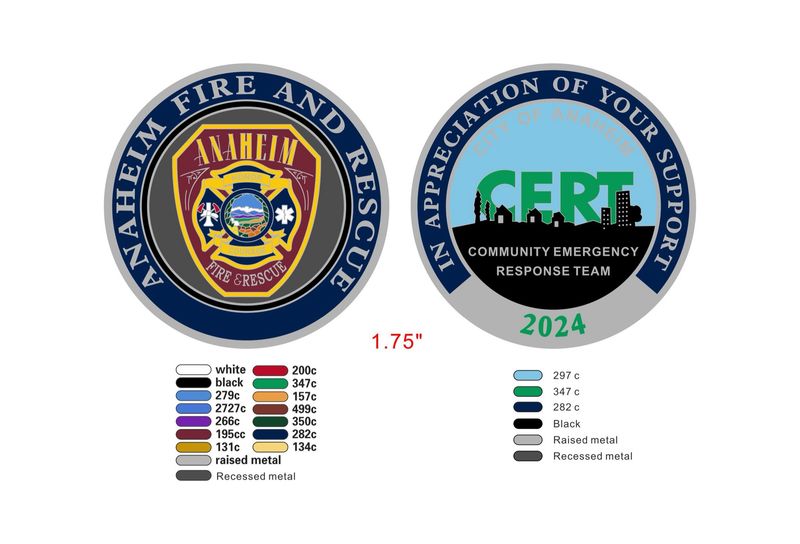 Anaheim Fire Rescue Cert Challenge Coin