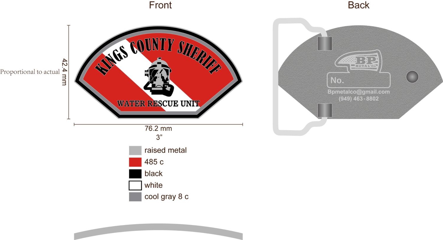 25 Kings County Sheriff Dive Belt Buckle 3”X2.5”