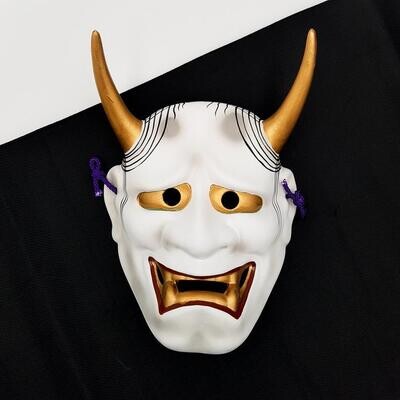 Masque de Théâtre nô Décoratif Hannya avec signature de l'artiste, réalisé au Japon