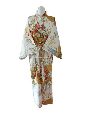 Kimono coton 55″ fleur (580) blanc