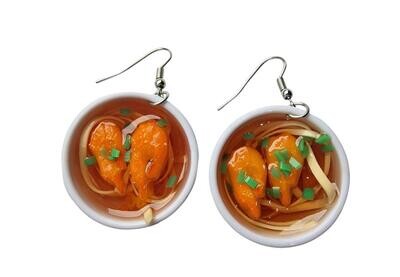 Boucles d&#39;oreilles &quot;Bol à Ramen savoureux&quot; / Orange