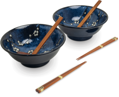 Ensemble de bols à ramen Hana bleu Ensemble de bols à ramen Hana bleu