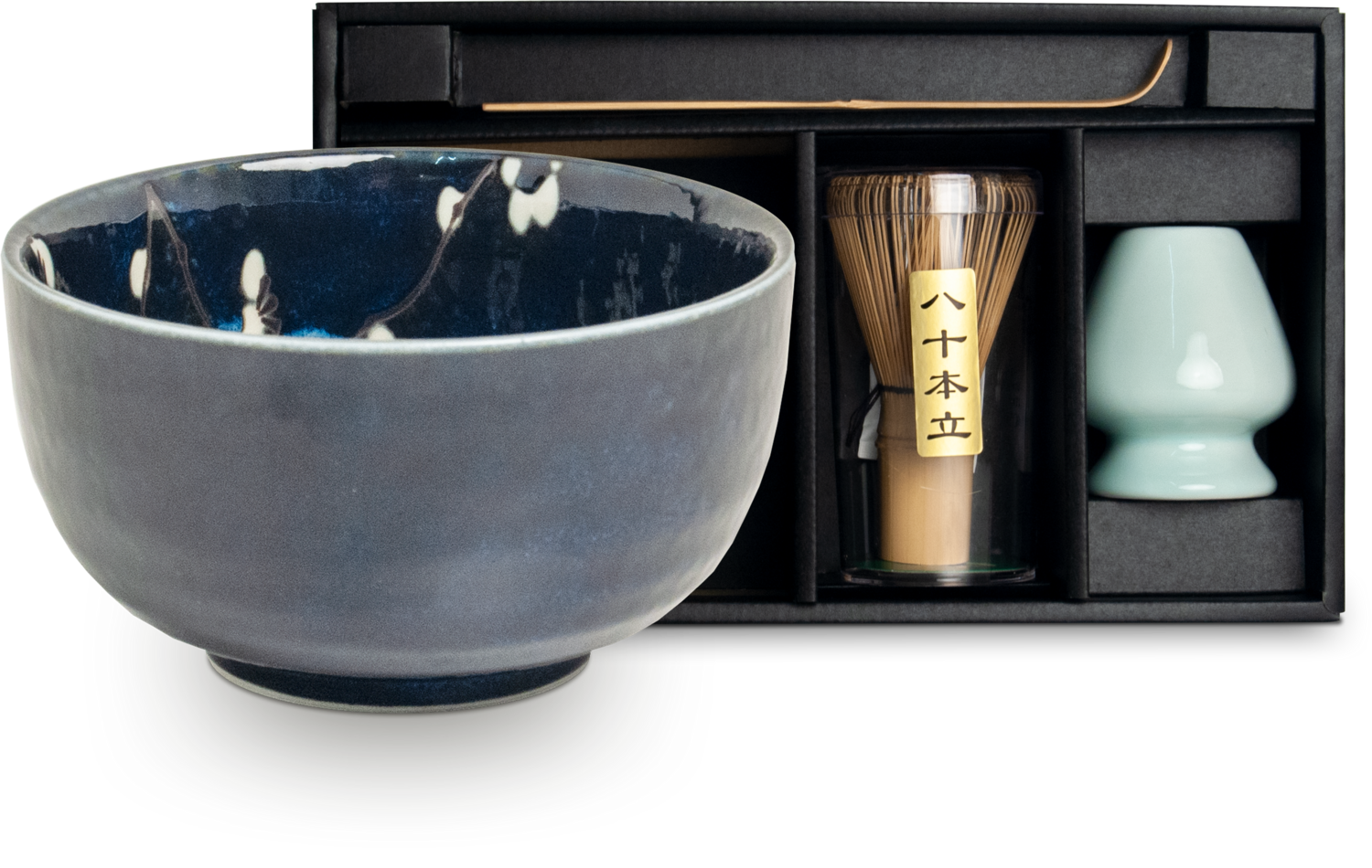 Ensemble bol à matcha Hana bleu