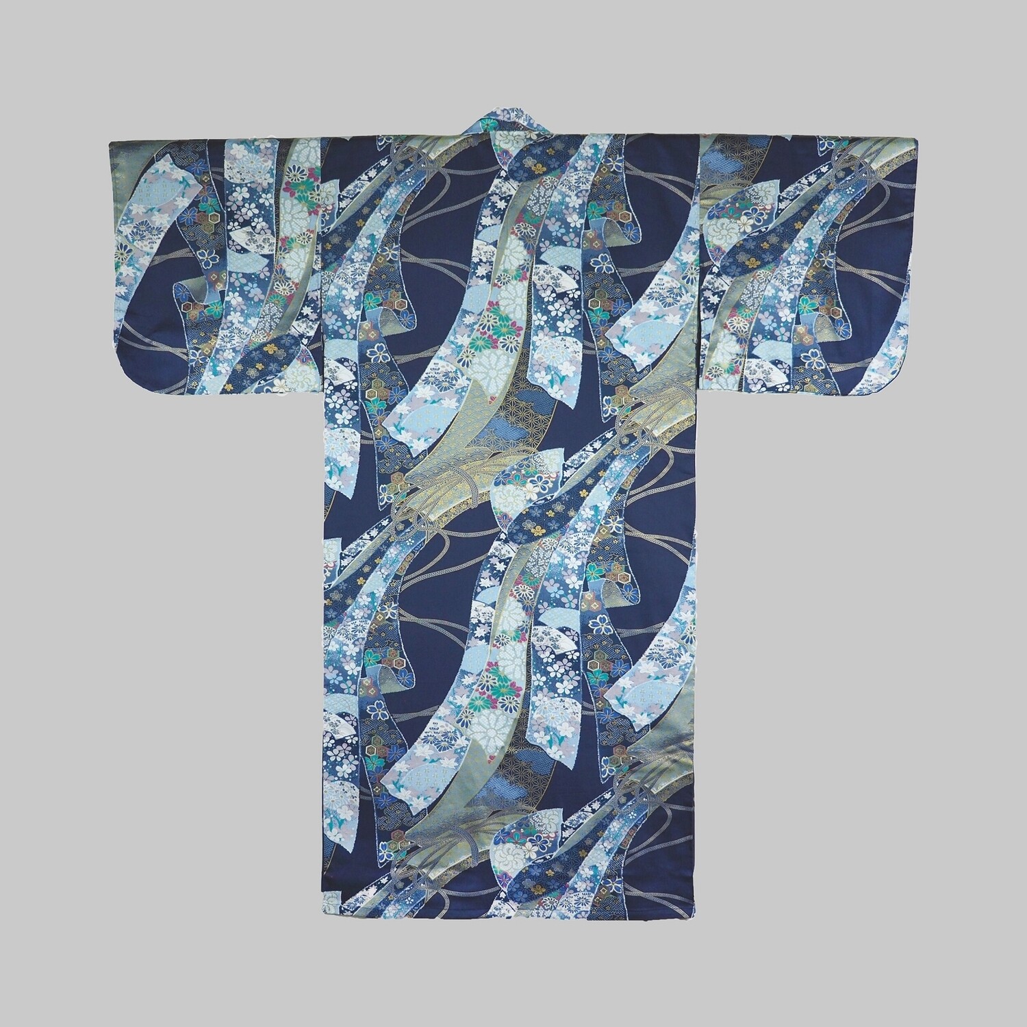 Kimono ruban bleu marine long 100% coton Kimono ruban bleu marine long 100% coton