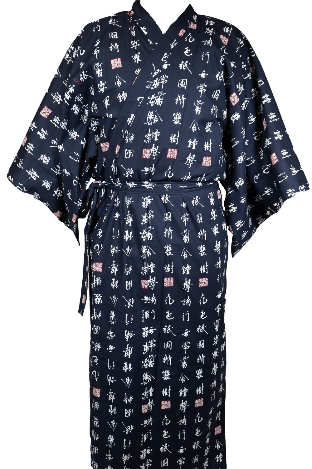 YUKATA KANJI BLEU LONG 100% COTON