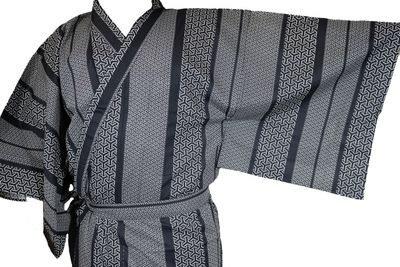 YUKATA DESSIN GEOMETRIQUE LONG 100% COTON