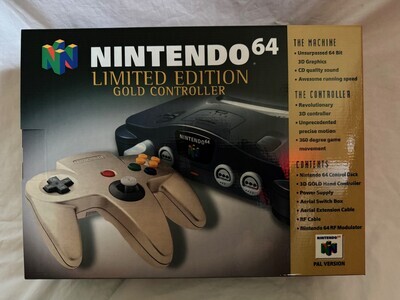 Nintendo 64 Gold Controller Console Box PAL English UK NUS-S-HJ-UKV