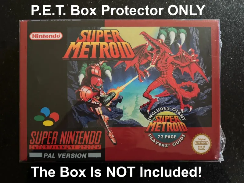 PET Plastic Box Protector / Display Case for NINTENDO SNES Super Metroid Big Box PAL UK