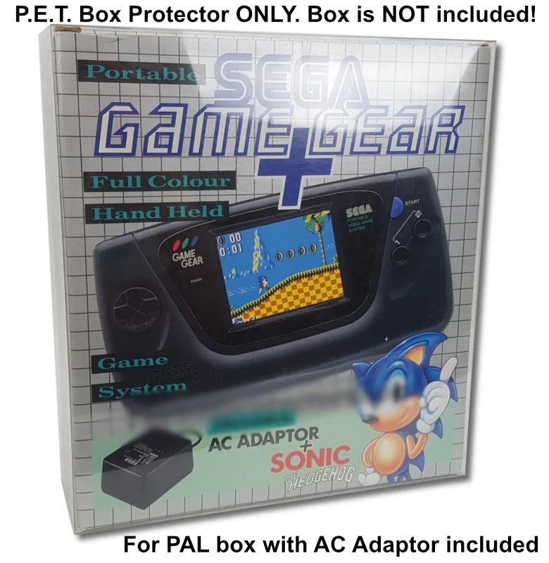 PET Plastic Box Protector / Display Case for SEGA GameGear UK/EU WITH ADAPTOR