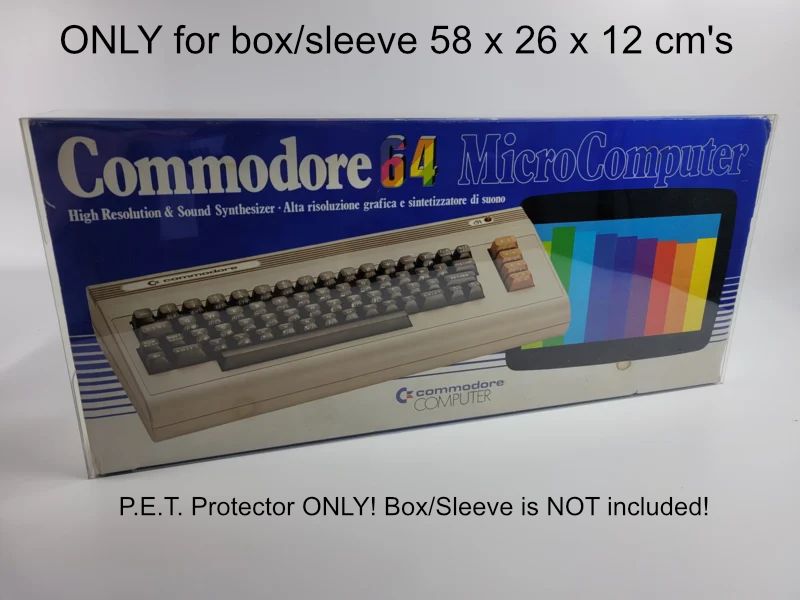 PET Plastic Box Protector / Display Case for COMMODORE 64 Sleeve UK/DE