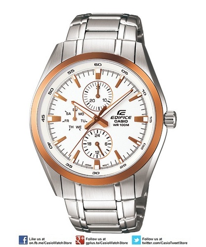 Casio Edifice Multi-Hand EF-338DB-7AV - Multiple Dials, Simple Easy-To Use Desgin, 100M WR