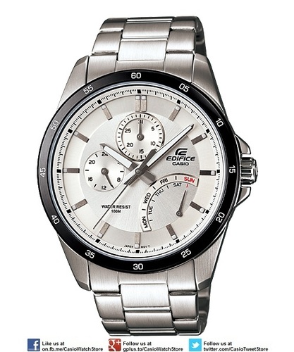 Casio Edifice Multi-Hand EF-341D-7AV - Multiple-Dial Design, Distinctive Retrograde Dial 100M WR