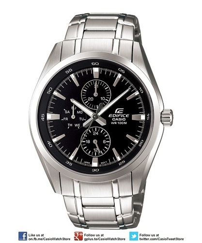 Casio Edifice Multi-Hand EF-338D-1AV - Multiple Dials, Simple Easy-To Use Desgin, 100M WR