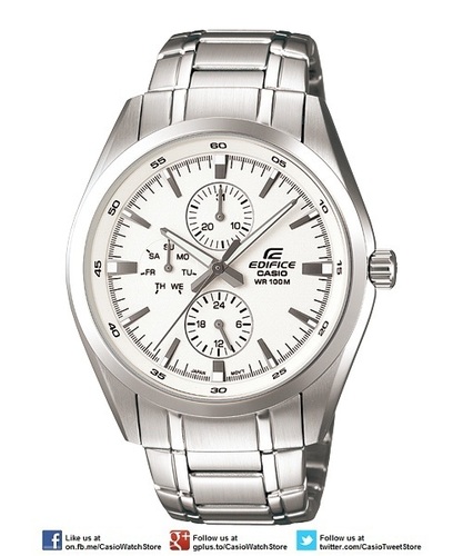 Casio Edifice Multi-Hand EF-338D-7AV - Multiple Dials, Simple Easy-To Use Desgin, 100M WR