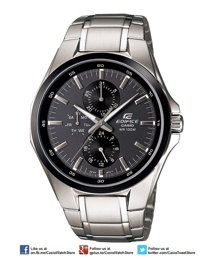 Casio Edifice Multi-Hand EF-339DB-1A1V - Multiple Dials, Simple Easy-To-Use Design, 100M WR