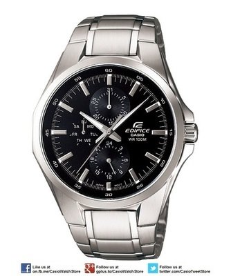 Casio Edifice Multi-Hand EF-339D-1AV - Multiple Dials, Simple Easy-To-Use Design, 100M WR